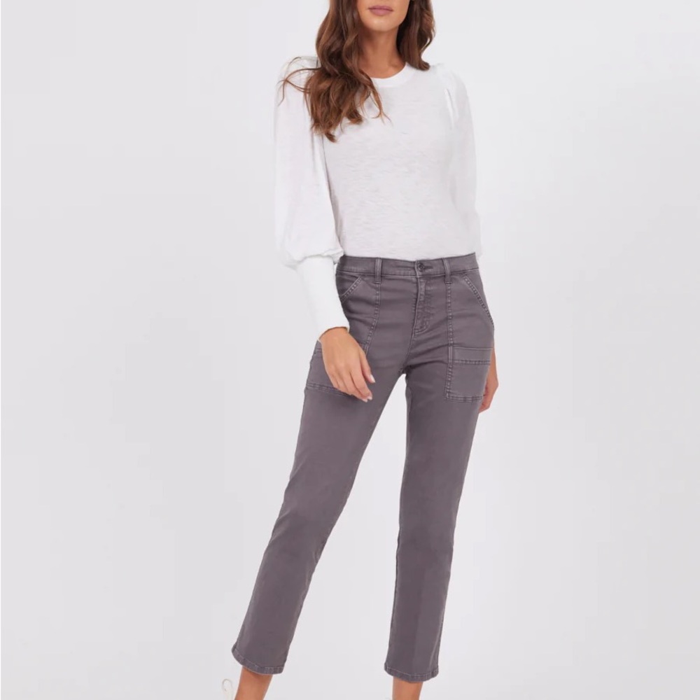 NWT LILA RYAN Grey Cropped Utility Pants